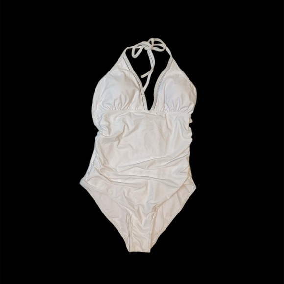 White Halter One-Piece Swimsuit - Picture 1 of 3